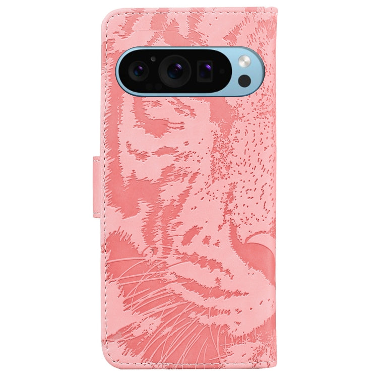 For Google Pixel 9 Tiger Embossing Pattern Flip Leather Phone Case(Pink) - Google Cases by PMC Jewellery | Online Shopping South Africa | PMC Jewellery | Buy Now Pay Later Mobicred