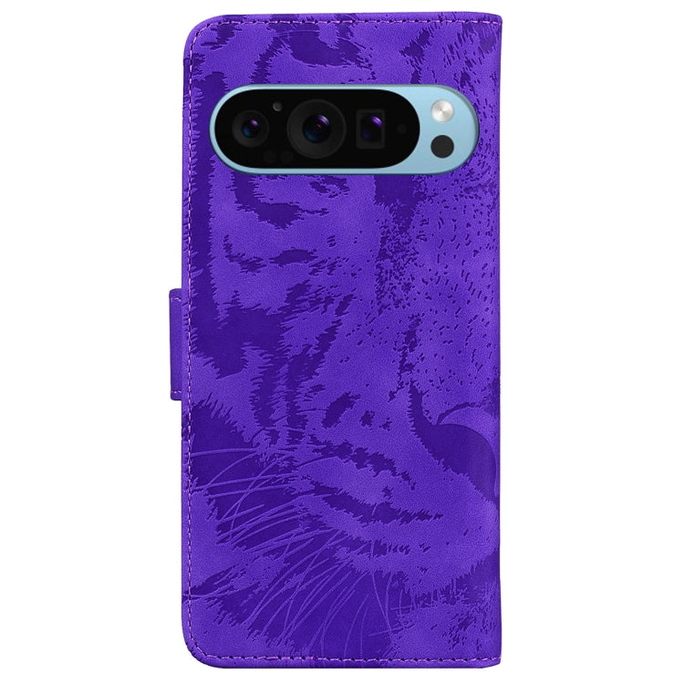For Google Pixel 9 Pro 5G Tiger Embossing Pattern Flip Leather Phone Case(Purple) - Google Cases by PMC TechLife | Online Shopping South Africa | PMC TechLife | Buy Now Pay Later Mobicred