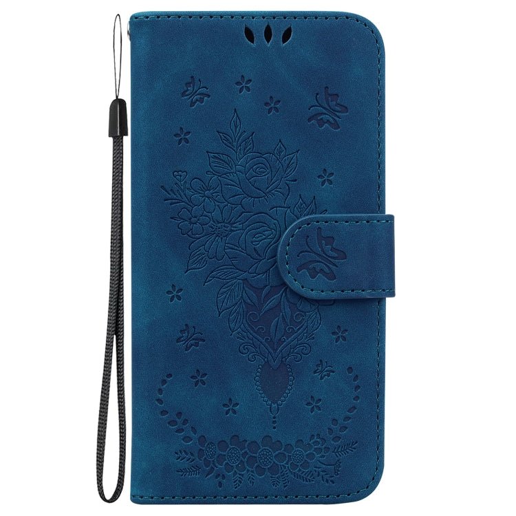 For Google Pixel 9 Pro Butterfly Rose Embossed Leather Phone Case(Blue) - Google Cases by PMC TechLife | Online Shopping South Africa | PMC TechLife | Buy Now Pay Later Mobicred