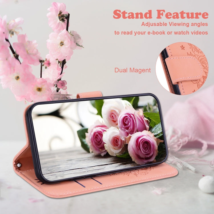 For Google Pixel 9 Pro Butterfly Rose Embossed Leather Phone Case(Pink) - Google Cases by PMC TechLife | Online Shopping South Africa | PMC TechLife | Buy Now Pay Later Mobicred