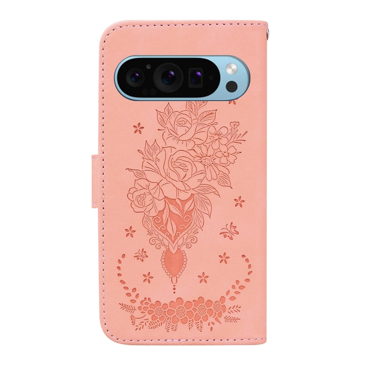 For Google Pixel 9 Butterfly Rose Embossed Leather Phone Case(Pink) - Google Cases by PMC Jewellery | Online Shopping South Africa | PMC Jewellery | Buy Now Pay Later Mobicred