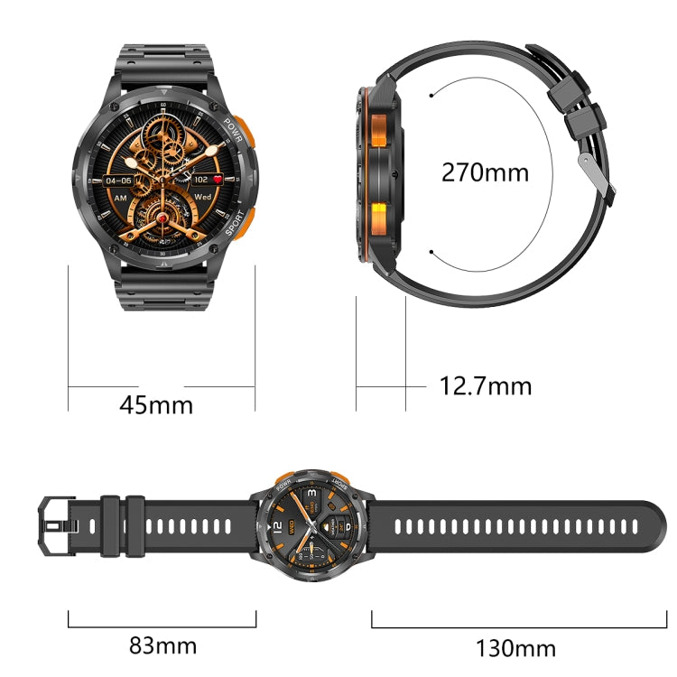 LEMFO AK59 1.43 inch AMLOED Round Screen Steel Strap Smart Watch(Black) - free shipping - PMC TechLife - Order now!
