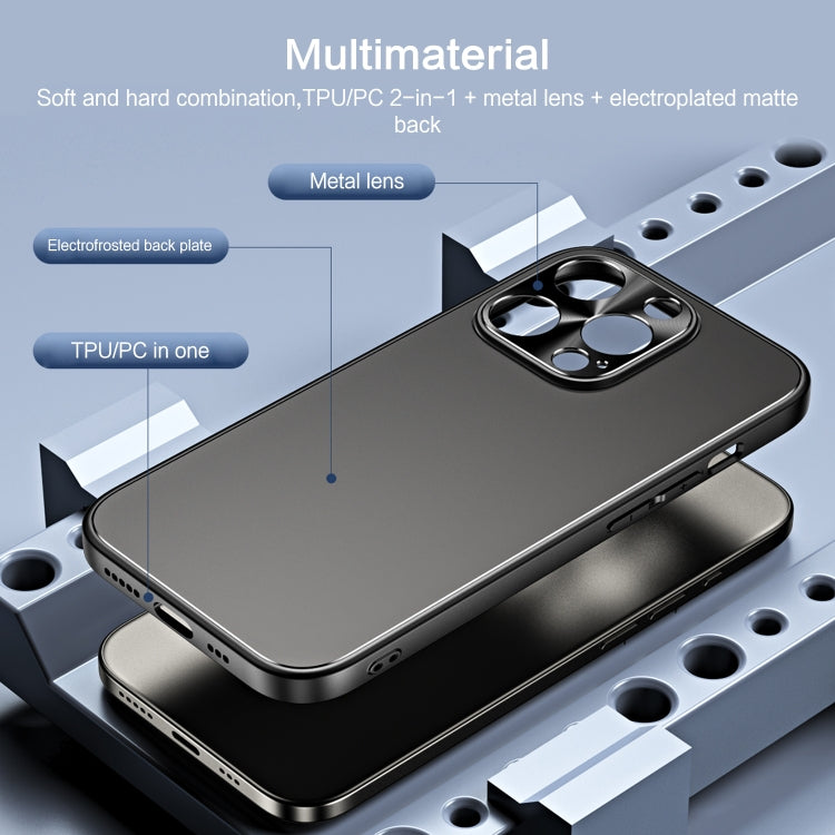 For iPhone 12 Pro R-JUST RJ-61 Electroplating Frosted TPU + PC Phone Case(Silver) - iPhone 12 / 12 Pro Cases by R-JUST | Online Shopping South Africa | PMC TechLife