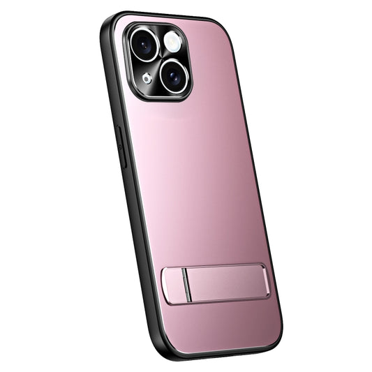 For iPhone 15 R-JUST RJ-61 Electroplating Frosted TPU + PC Phone Case with Holder(Pink) - iPhone 15 Cases by R-JUST | Online Shopping South Africa | PMC Jewellery