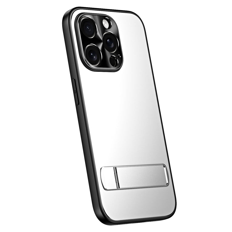 For iPhone 14 Pro Max R-JUST RJ-61 Electroplating Frosted TPU + PC Phone Case with Holder(Silver) - iPhone 14 Pro Max Cases by R-JUST | Online Shopping South Africa | PMC TechLife | Buy Now Pay Later Mobicred
