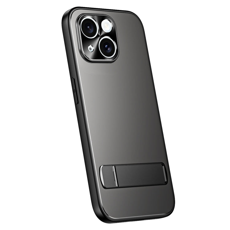 For iPhone 13 R-JUST RJ-61 Electroplating Frosted TPU + PC Phone Case with Holder(Grey) - iPhone 13 Cases by R-JUST | Online Shopping South Africa | PMC TechLife | Buy Now Pay Later Mobicred