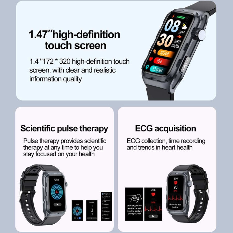 TK79 1.47 inch IP68 Waterproof Smart Watch, Support ECG / Blood Glucose / Blood Oxygen Monitoring / Uric Acid(Beige) - Smart Wristbands by PMC TechLife | Online Shopping South Africa | PMC TechLife | Buy Now Pay Later Mobicred