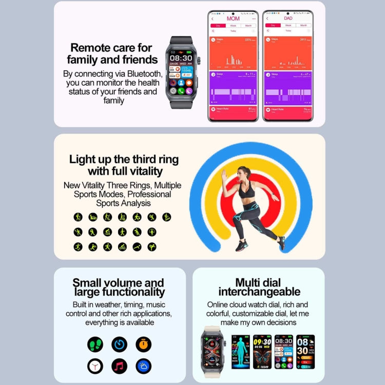 TK79 1.47 inch IP68 Waterproof Smart Watch, Support ECG / Blood Glucose / Blood Oxygen Monitoring / Uric Acid(Beige) - Smart Wristbands by PMC TechLife | Online Shopping South Africa | PMC TechLife | Buy Now Pay Later Mobicred