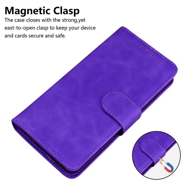 For Google Pixel 9 Pro Skin Feel Pure Color Flip Leather Phone Case(Purple) - Google Cases by PMC TechLife | Online Shopping South Africa | PMC TechLife | Buy Now Pay Later Mobicred
