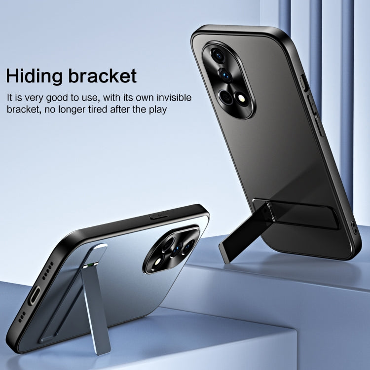 For Huawei nova 12 R-JUST RJ-61 Electroplating Frosted TPU + PC Phone Case with Holder(Grey) - Huawei Cases by R-JUST | Online Shopping South Africa | PMC TechLife | Buy Now Pay Later Mobicred