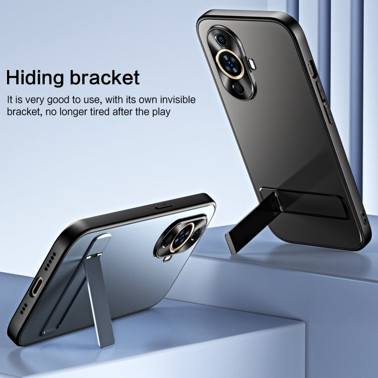 For Huawei nova 11 Pro R-JUST RJ-61 Electroplating Frosted TPU + PC Phone Case with Holder(Blue) - Huawei Cases by R-JUST | Online Shopping South Africa | PMC TechLife | Buy Now Pay Later Mobicred
