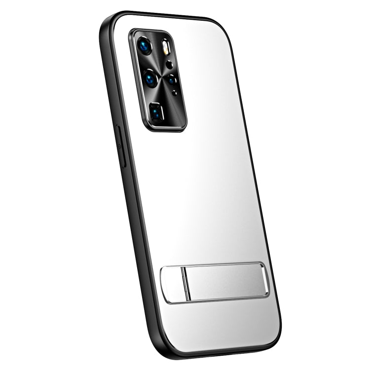 For Huawei P40 R-JUST RJ-61 Electroplating Frosted TPU + PC Phone Case with Holder(Silver) - Huawei Cases by R-JUST | Online Shopping South Africa | PMC TechLife | Buy Now Pay Later Mobicred