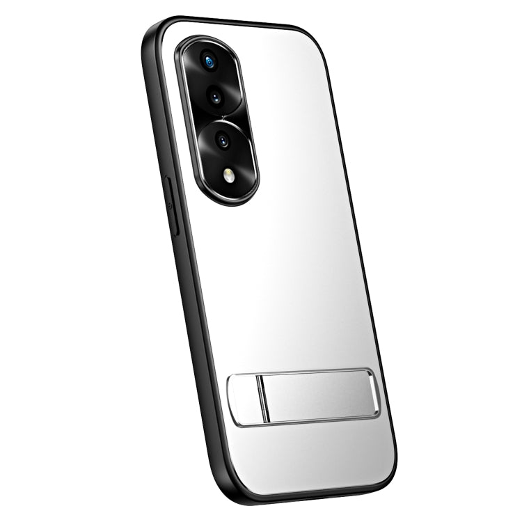 For Honor 70 R-JUST RJ-61 Electroplating Frosted TPU + PC Phone Case with Holder(Silver) - Honor Cases by R-JUST | Online Shopping South Africa | PMC TechLife | Buy Now Pay Later Mobicred