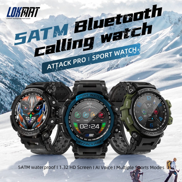 LOKMAT ATTACK Pro 1.32 inch BT5.1 Smart Sport Watch, Support Bluetooth Call / Sleep / Blood Oxygen / Heart Rate / Blood Pressure Health Monitor(Blue) - Smart Watches by Lokmat | Online Shopping South Africa | PMC Jewellery