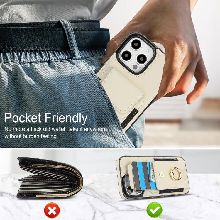 For iPhone 16 Pro Elastic Card Bag Ring Holder Phone Case(White) - iPhone 16 Pro Cases by PMC TechLife | Online Shopping South Africa | PMC TechLife | Buy Now Pay Later Mobicred