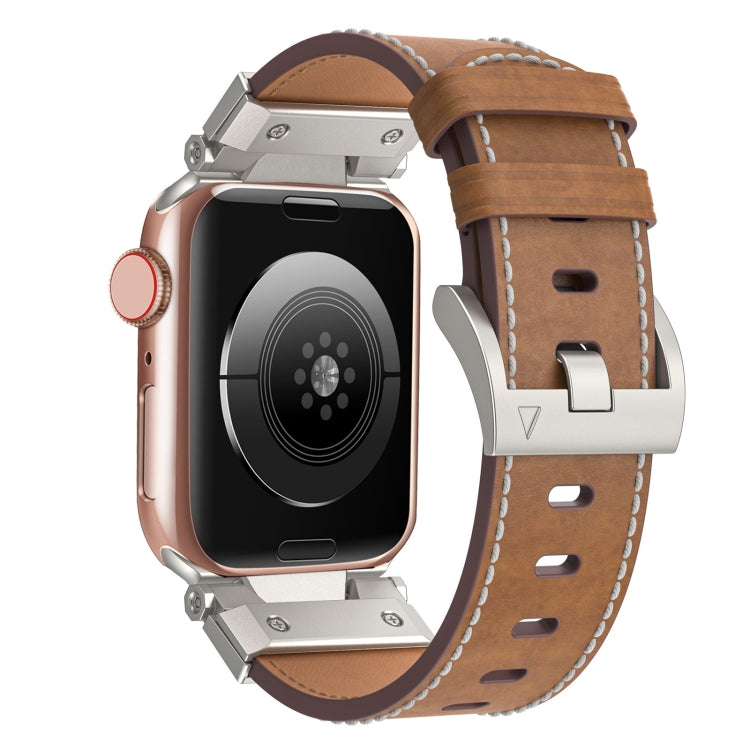 For Apple Watch SE 2023 44mm Mecha Style Leather Watch Band(Dark Brown) - Watch Bands by PMC TechLife | Online Shopping South Africa | PMC TechLife