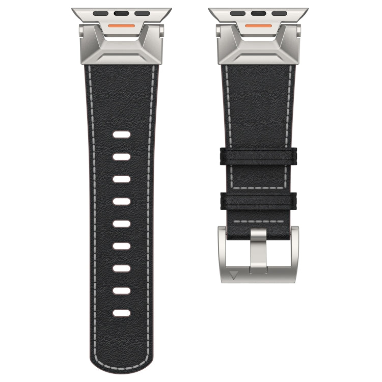 For Apple Watch Series 2 42mm Mecha Style Leather Watch Band(Black Napa) - Watch Bands by PMC Jewellery | Online Shopping South Africa | PMC Jewellery