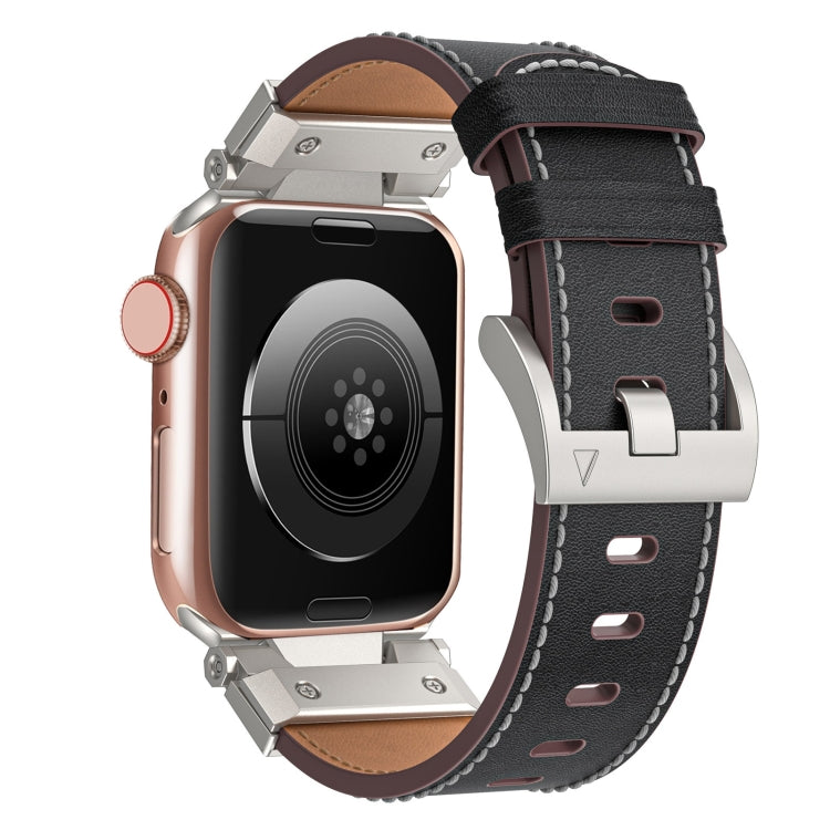 For Apple Watch 42mm Mecha Style Leather Watch Band(Black Napa) - Watch Bands by PMC TechLife | Online Shopping South Africa | PMC TechLife