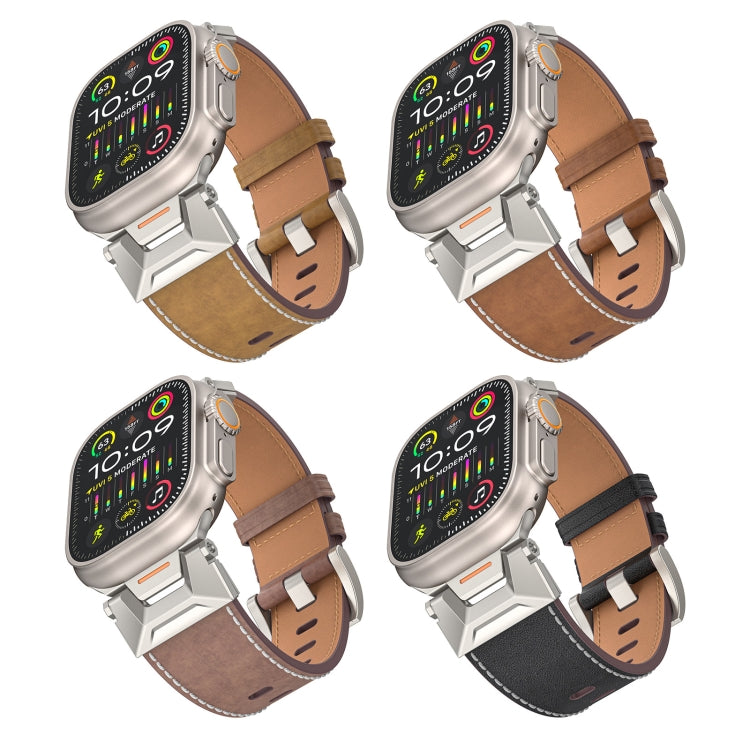 For Apple Watch Series 2 42mm Mecha Style Leather Watch Band(Light Brown) - Watch Bands by PMC TechLife | Online Shopping South Africa | PMC TechLife