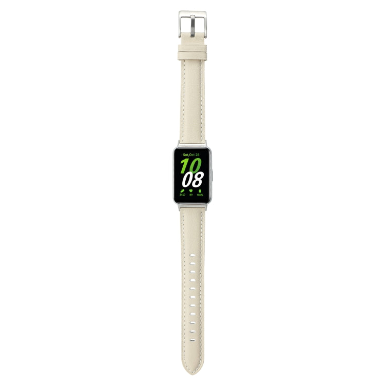 For Samsung Galaxy Fit 3 Pointed Tail Genuine Leather Watch Band(Milky White) - free shipping - PMC TechLife - Order now!
