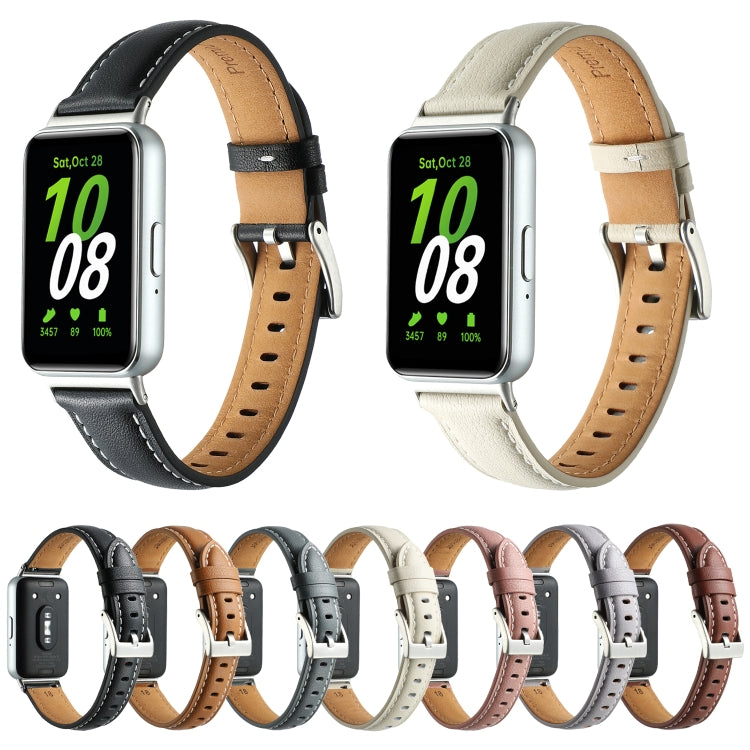 For Samsung Galaxy Fit 3 Pointed Tail Genuine Leather Watch Band(Milky White) - free shipping - PMC TechLife - Order now!