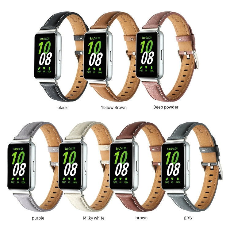 For Samsung Galaxy Fit 3 Pointed Tail Genuine Leather Watch Band(Dark Pink) - Watch Bands by PMC TechLife | Online Shopping South Africa | PMC TechLife | Buy Now Pay Later Mobicred