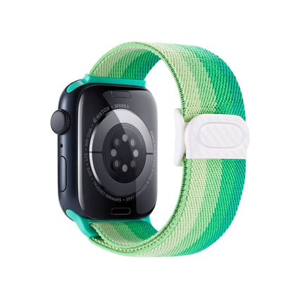 For Apple Watch SE 2022 40mm Carbon Fiber Texture Snap Buckle Nylon Watch Band(Gradient Green) - Watch Bands by PMC Jewellery | Online Shopping South Africa | PMC Jewellery