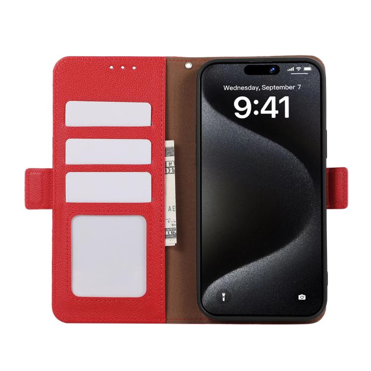For iPhone 17 Pro ABEEL Side-Magnetic Litchi Pattern Leather RFID Phone Case(Red) - free shipping - PMc TechLife - Order now!