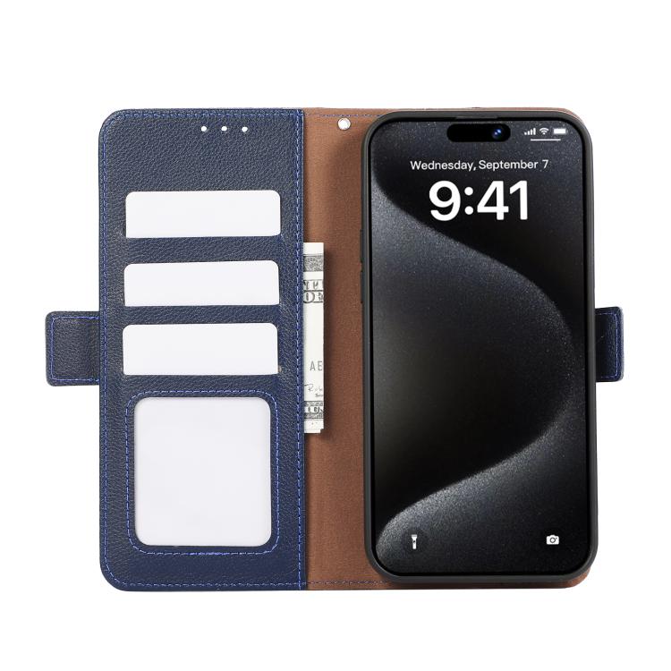 For iPhone 17 Pro Max ABEEL Side-Magnetic Litchi Pattern Leather RFID Phone Case(Blue) - free shipping - PMc TechLife - Order now!
