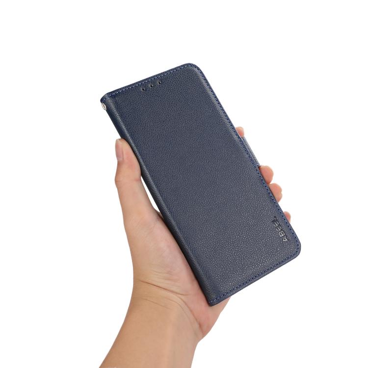 For iPhone 17 Pro Max ABEEL Side-Magnetic Litchi Pattern Leather RFID Phone Case(Blue) - free shipping - PMc TechLife - Order now!