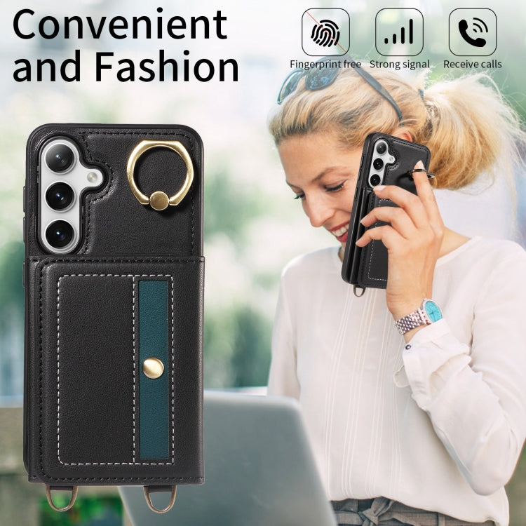 For Samsung Galaxy S24 5G Crossbodys Wallet Bag Ring Holder Leather Phone Case(Black) - Galaxy S24 5G Cases by PMC Jewellery | Online Shopping South Africa | PMC Jewellery | Buy Now Pay Later Mobicred