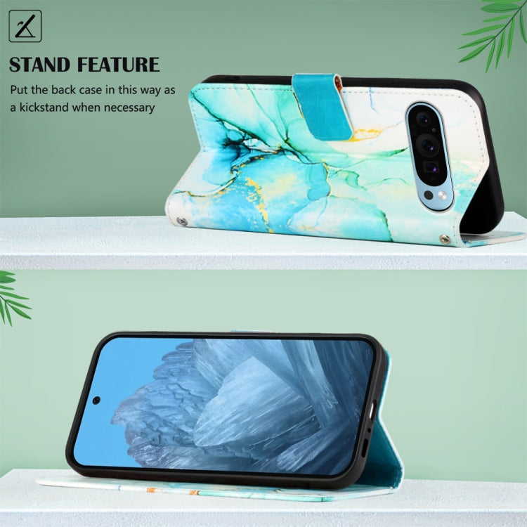 For Google Pixel 9 PT003 Marble Pattern Flip Leather Phone Case(Green) - Google Cases by PMC TechLife | Online Shopping South Africa | PMC TechLife | Buy Now Pay Later Mobicred