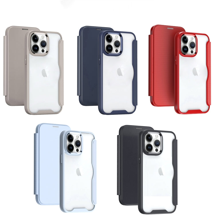 For iPhone 15 Pro Max RFID Blocking Adsorption Flip Leather Phone Case(Khaki) - iPhone 15 Pro Max Cases by PMC TechLife | Online Shopping South Africa | PMC TechLife