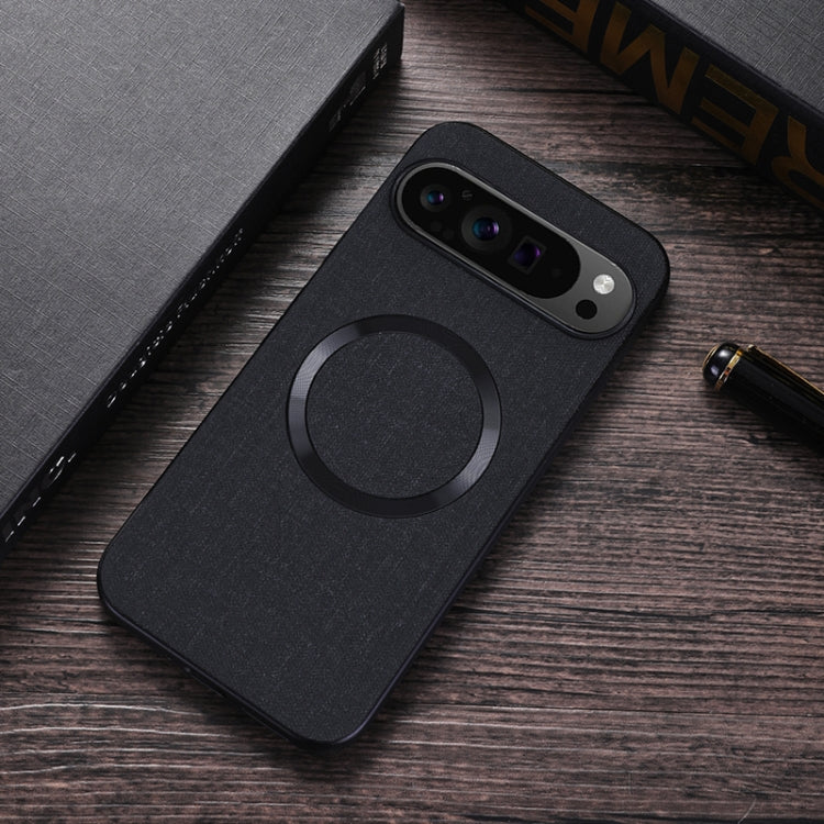 For Google Pixel 9 CD Magnetic Ring Cloth Texture PU Phone Case(Black) - Google Cases by PMC TechLife | Online Shopping South Africa | PMC TechLife | Buy Now Pay Later Mobicred