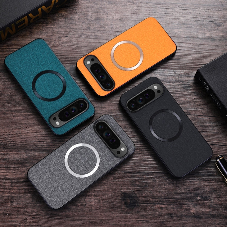 For Google Pixel 9 CD Magnetic Ring Cloth Texture PU Phone Case(Black) - Google Cases by PMC TechLife | Online Shopping South Africa | PMC TechLife | Buy Now Pay Later Mobicred