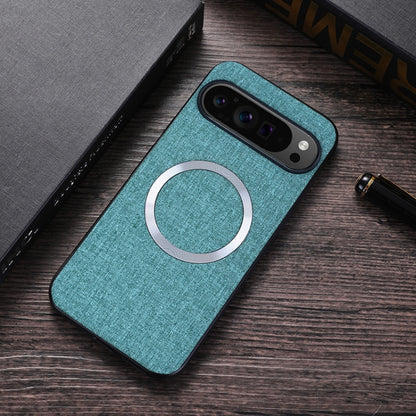 For Google Pixel 9 CD Magnetic Ring Cloth Texture PU Phone Case(Blue) - Google Cases by PMC Jewellery | Online Shopping South Africa | PMC Jewellery | Buy Now Pay Later Mobicred