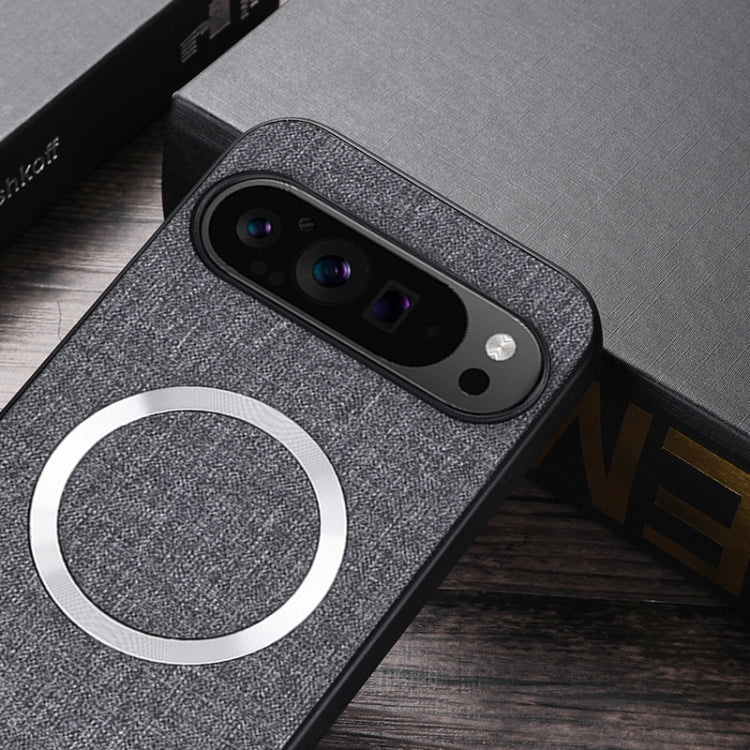 For Google Pixel 9 Pro CD Magnetic Ring Cloth Texture PU Phone Case(Blue) - Google Cases by PMC TechLife | Online Shopping South Africa | PMC TechLife | Buy Now Pay Later Mobicred