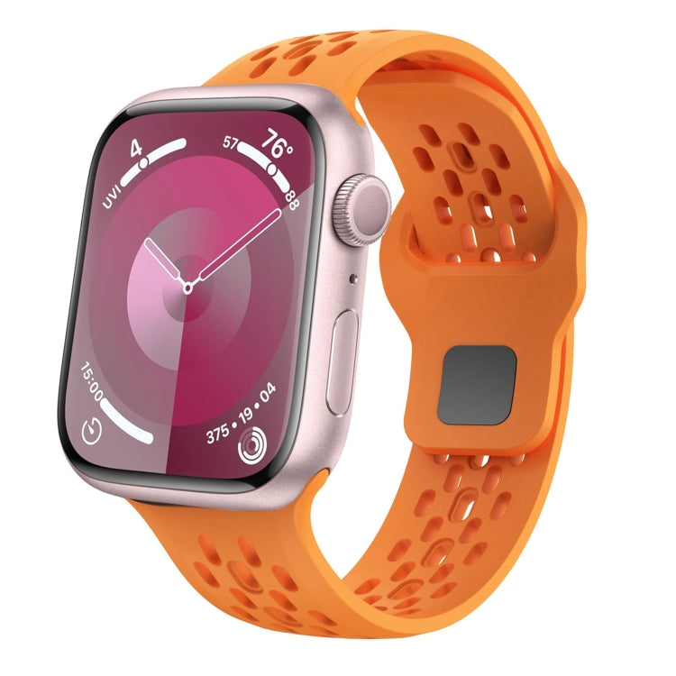 For Apple Watch SE 44mm Oval Holes Fluororubber Watch Band(Orange) - Watch Bands by PMC TechLife | Online Shopping South Africa | PMC TechLife