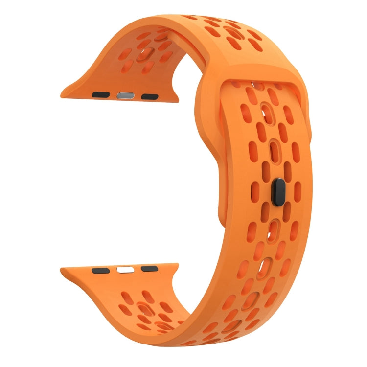 For Apple Watch SE 44mm Oval Holes Fluororubber Watch Band(Orange) - Watch Bands by PMC TechLife | Online Shopping South Africa | PMC TechLife
