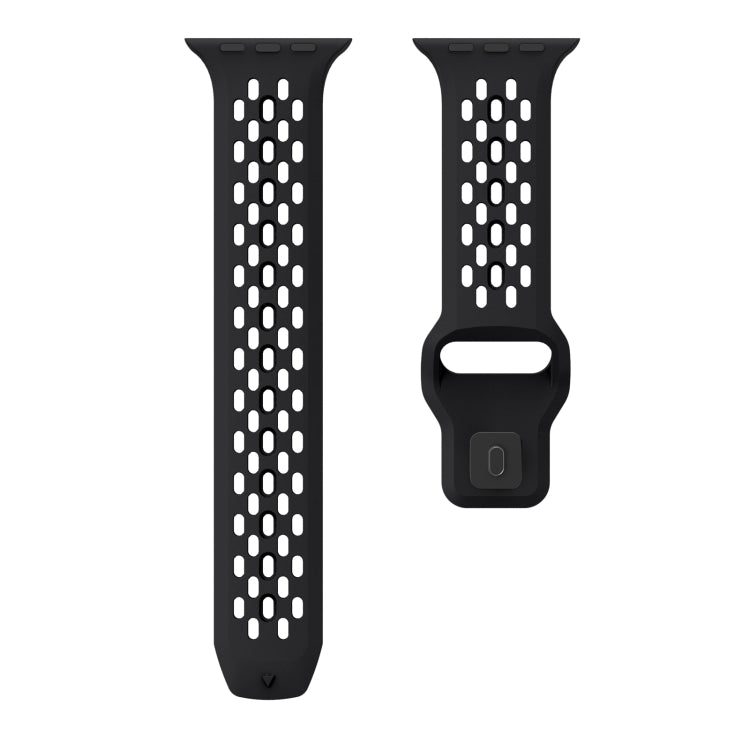 For Apple Watch SE 44mm Oval Holes Fluororubber Watch Band(Black) - Watch Bands by PMC TechLife | Online Shopping South Africa | PMC TechLife