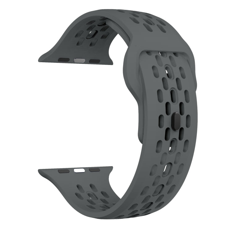 For Apple Watch SE 44mm Oval Holes Fluororubber Watch Band(Dark Grey) - Watch Bands by PMC TechLife | Online Shopping South Africa | PMC TechLife