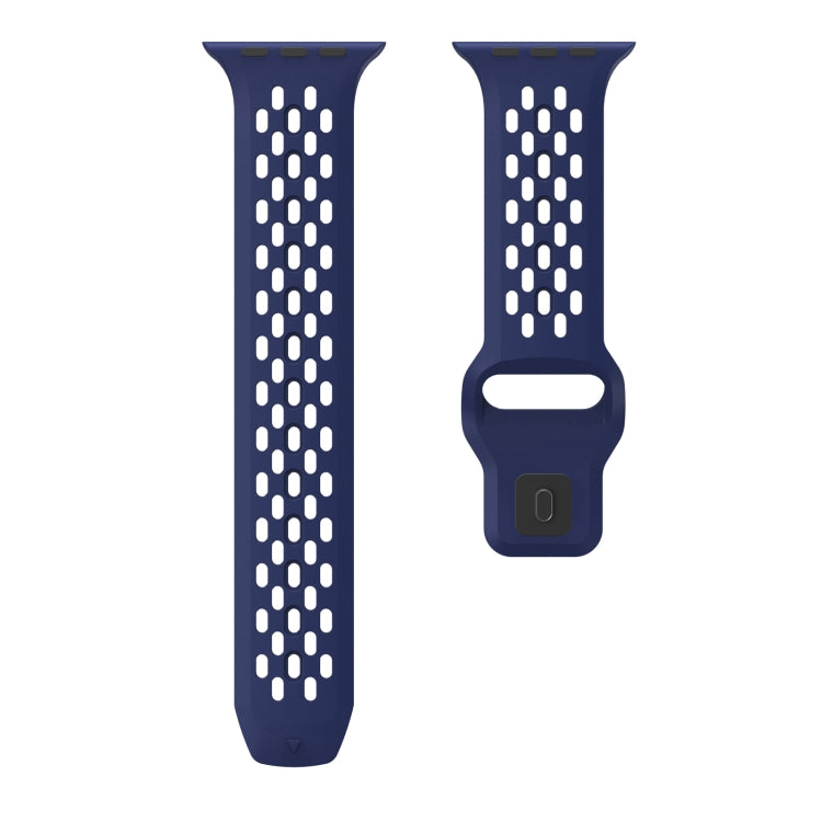 For Apple Watch SE 44mm Oval Holes Fluororubber Watch Band(Midnight Blue) - Watch Bands by PMC TechLife | Online Shopping South Africa | PMC TechLife