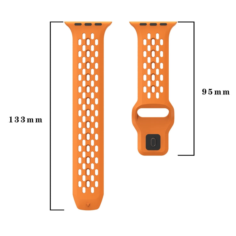 For Apple Watch SE 44mm Oval Holes Fluororubber Watch Band(Black) - Watch Bands by PMC TechLife | Online Shopping South Africa | PMC TechLife