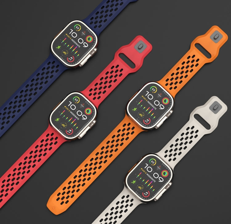 For Apple Watch 42mm Oval Holes Fluororubber Watch Band(Orange) - Watch Bands by PMC TechLife | Online Shopping South Africa | PMC TechLife