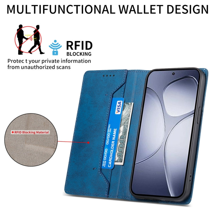 For Redmi K70 Ultra Business Solid Color Magnetic RFID Leather Phone Case(Blue) - Xiaomi Cases by PMC Jewellery | Online Shopping South Africa | PMC Jewellery | Buy Now Pay Later Mobicred