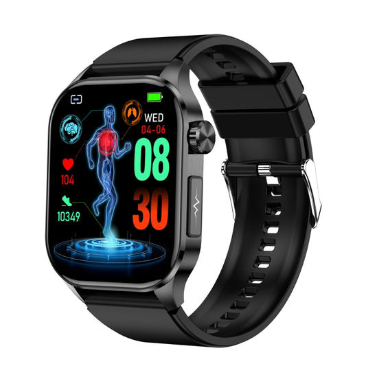 ET580 2.04 inch AMOLED Screen Sports Smart Watch Support Bluethooth Call /  ECG Function(Black Silicone Band) - Smart Watches by PMC Jewellery | Online Shopping South Africa | PMC Jewellery