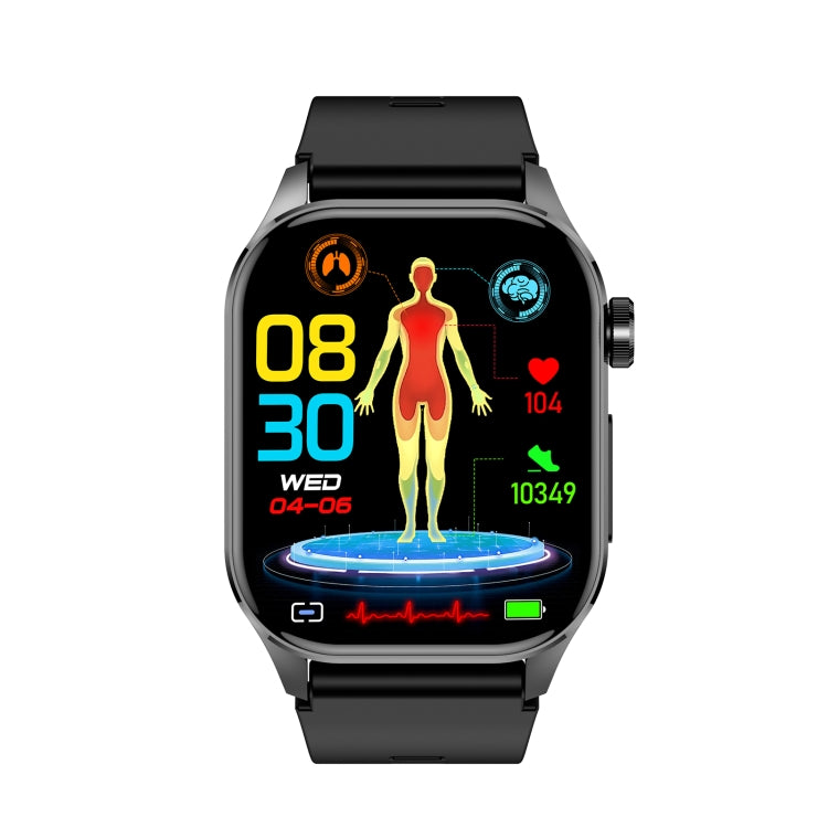 ET580 2.04 inch AMOLED Screen Sports Smart Watch Support Bluethooth Call /  ECG Function(Black Silicone Band) - Smart Watches by PMC Jewellery | Online Shopping South Africa | PMC Jewellery