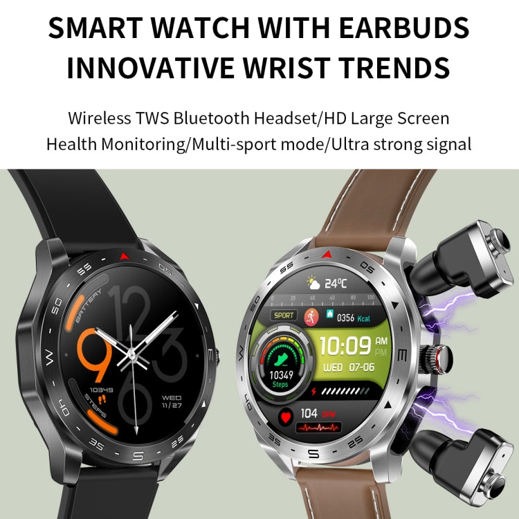 LEMFO T95 1.52 inch IPS Screen 2 in 1 Bluetooth Earphone Smart Watch Support Health Monitoring(Black) - Smart Watches by LEMFO | Online Shopping South Africa | PMC Jewellery | Buy Now Pay Later Mobicred