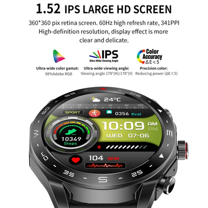 LEMFO T95 1.52 inch IPS Screen 2 in 1 Bluetooth Earphone Smart Watch Support Health Monitoring(Black) - Smart Watches by LEMFO | Online Shopping South Africa | PMC Jewellery | Buy Now Pay Later Mobicred