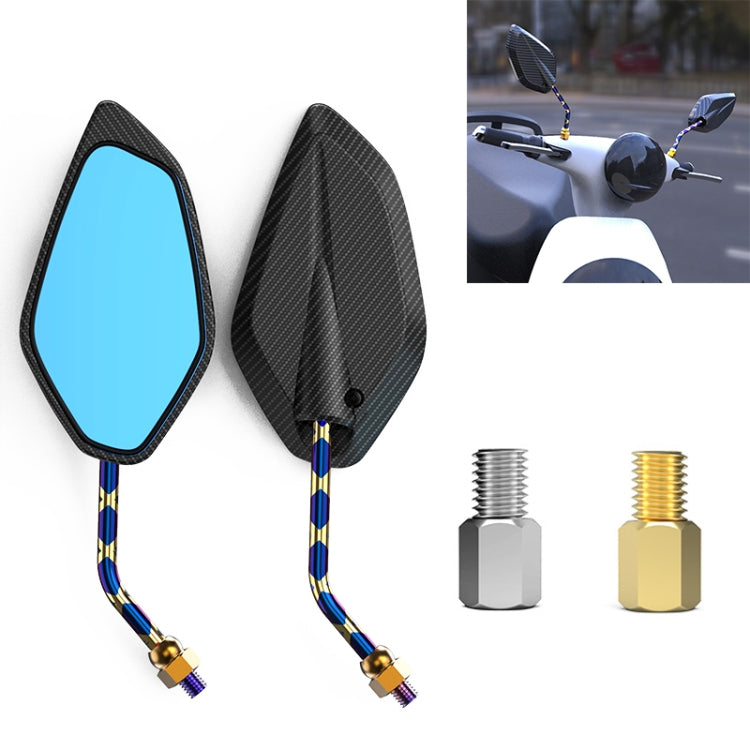 Motorcycle / Electromobile Modified Diamond-shaped Burnt Titanium Plating Rearview Mirror, Style:Carbon Fiber Type X Texture - Side Mirrors by PMC Jewellery | Online Shopping South Africa | PMC Jewellery | Buy Now Pay Later Mobicred